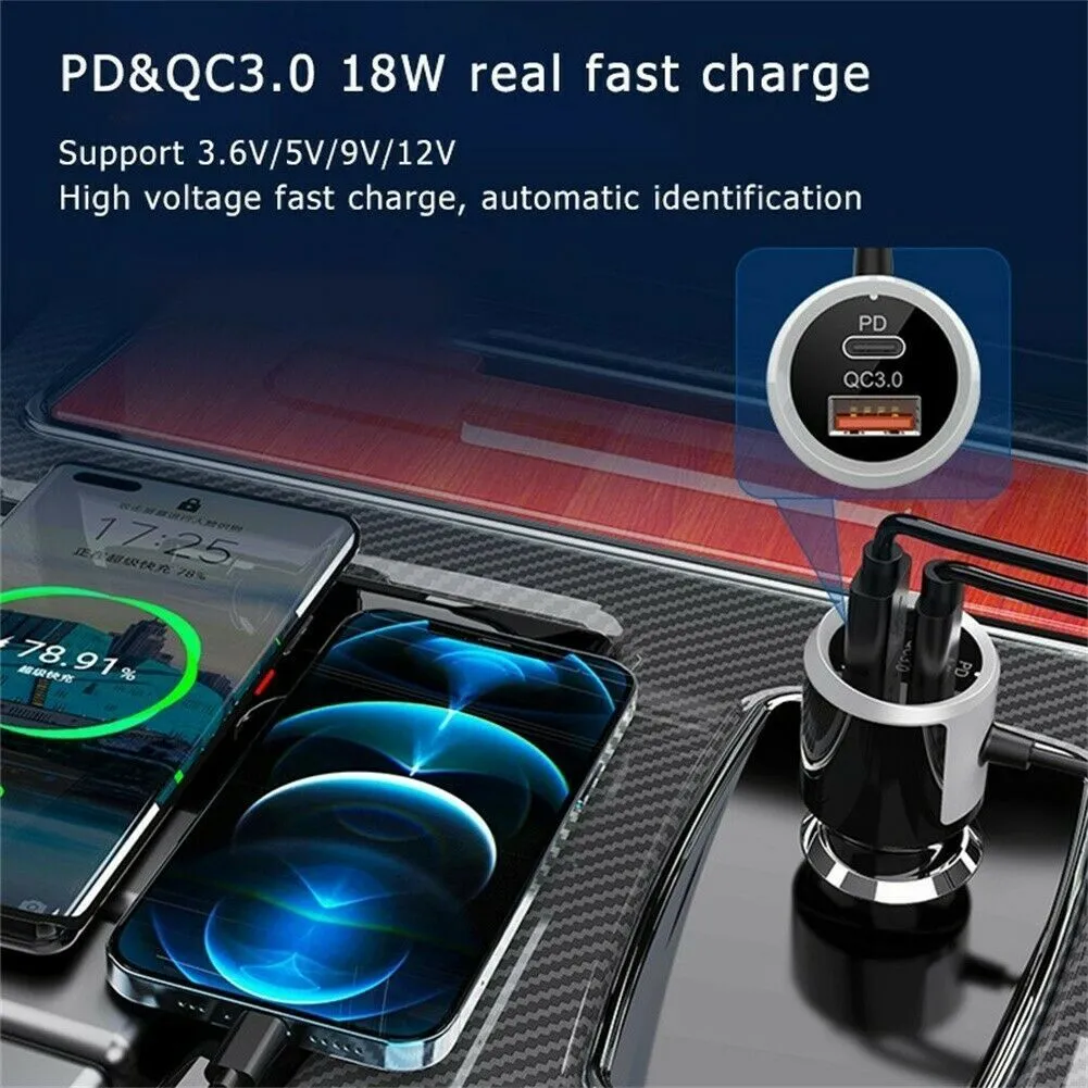 Car FM Transmitter Kit Dual Display Pd3.0/qc3.0 Fast Charger