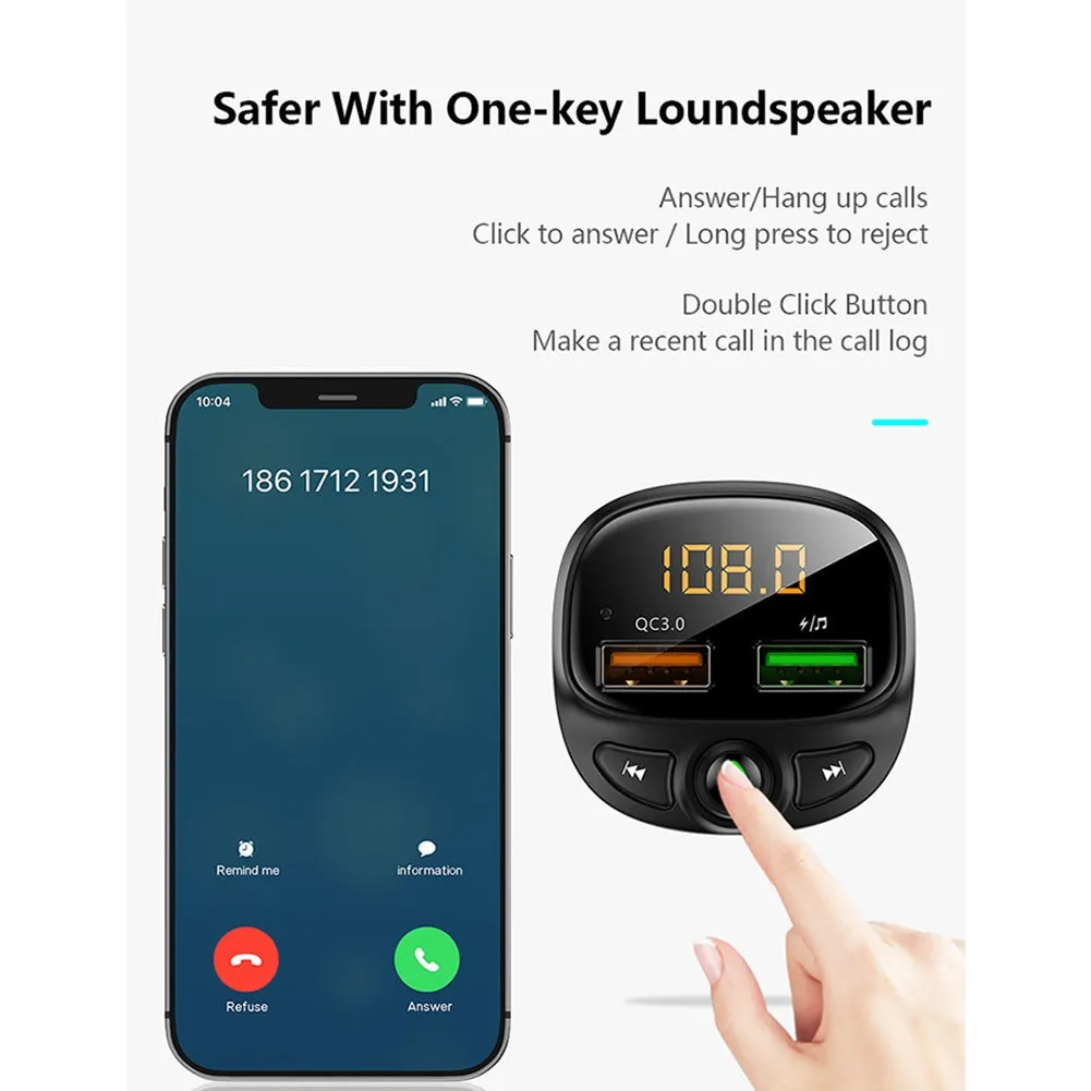 Car Mp3 Bluetooth-compatible Fast  Charger Dual Usb Car Cigarette