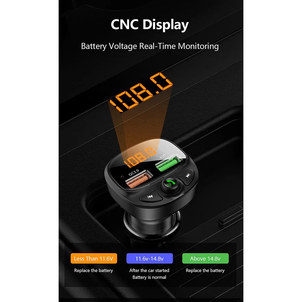 Car Mp3 Bluetooth-compatible Fast  Charger Dual Usb Car Cigarette
