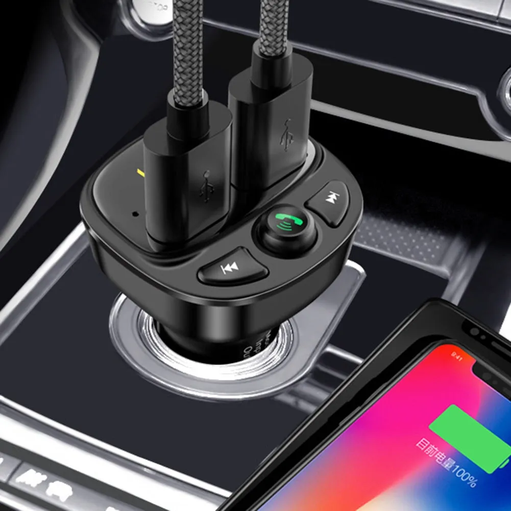 Car Mp3 Bluetooth-compatible Fast  Charger Dual Usb Car Cigarette