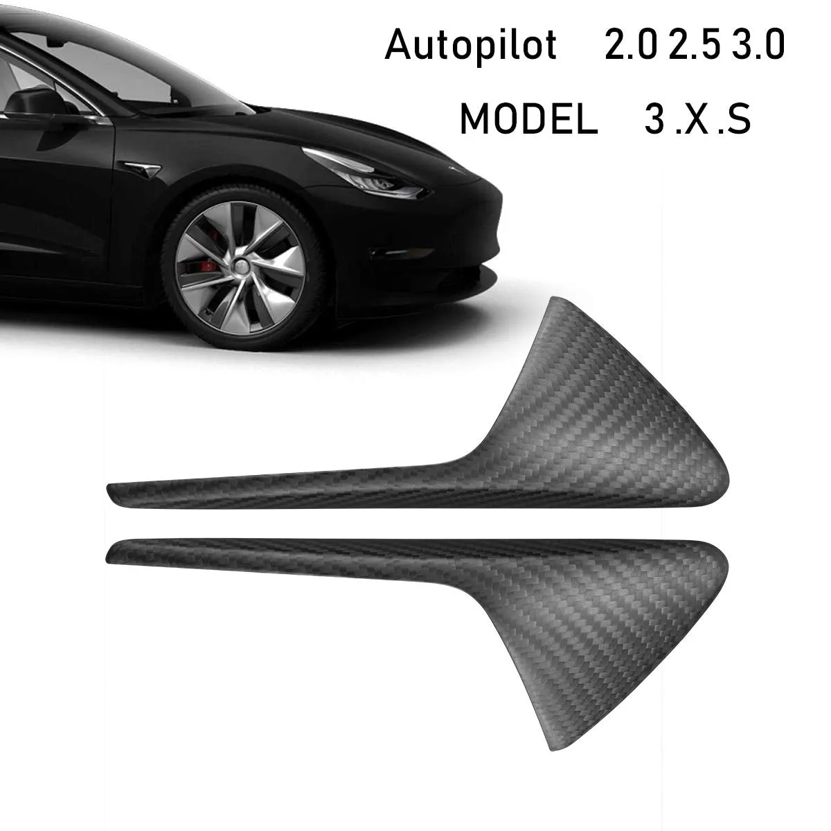 Carbon Fiber Side Markers Turn Signal Overlays for Tesla Model 3, S, and X