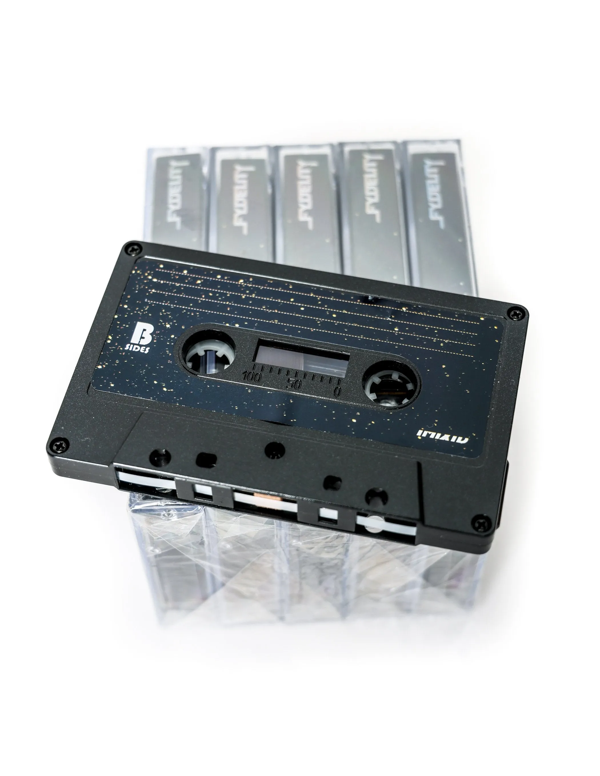 Cassette Tapes | Blank 60 Min 5-Pack | Black Gold Glitter