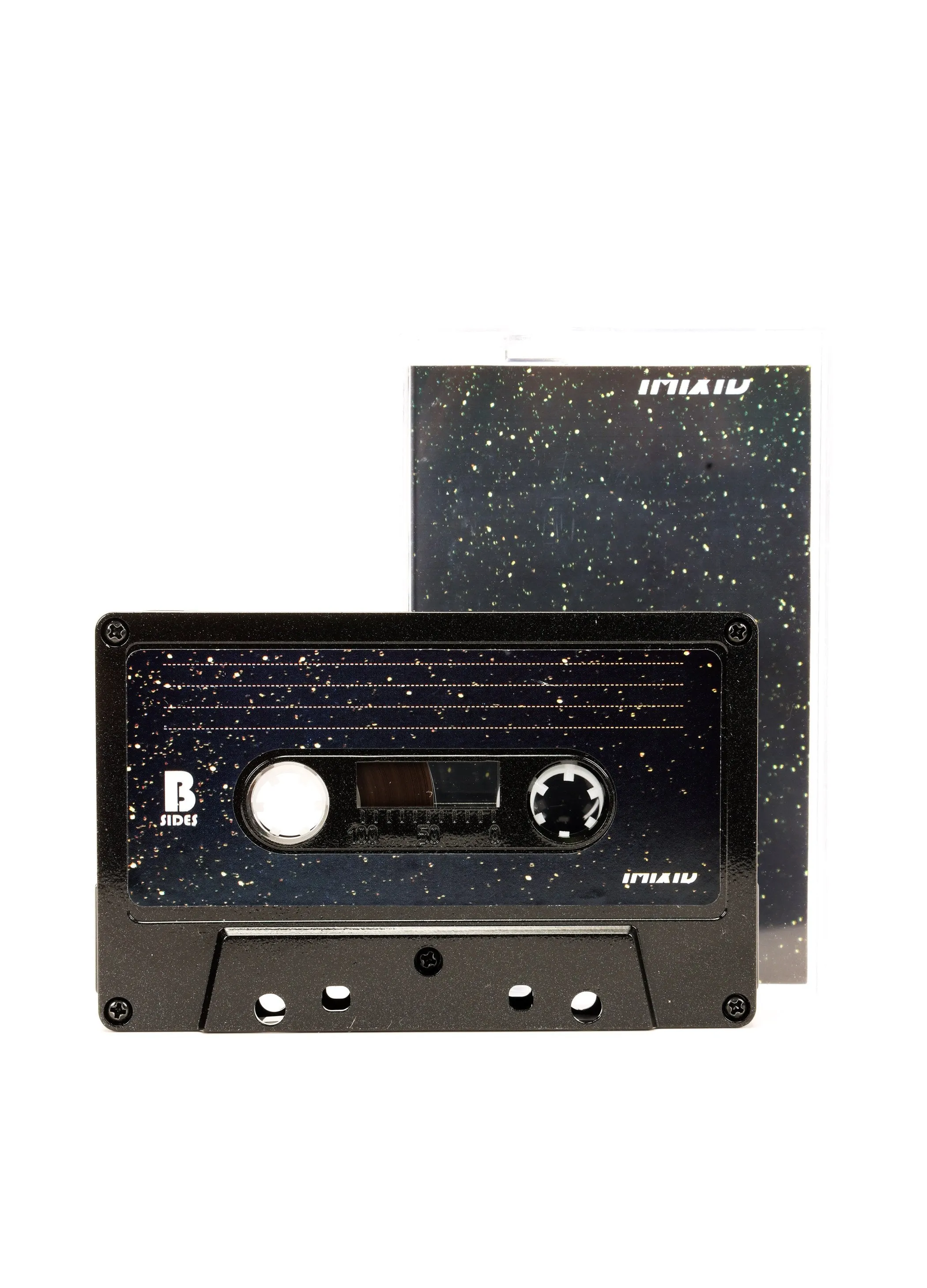 Cassette Tapes | Blank 60 Min 5-Pack | Black Gold Glitter