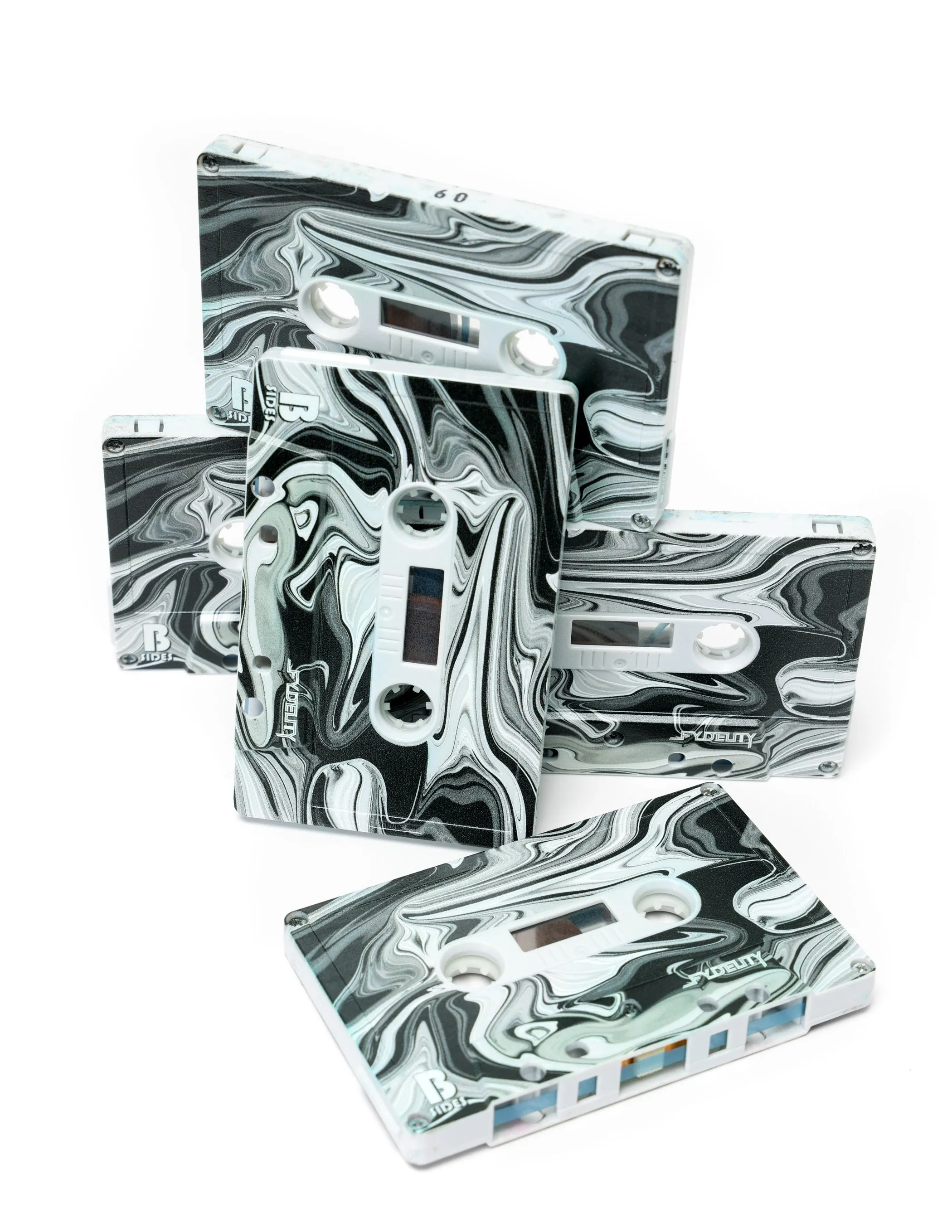 Cassette Tapes | Blank 60 Min 5-Pack | Black Swirl