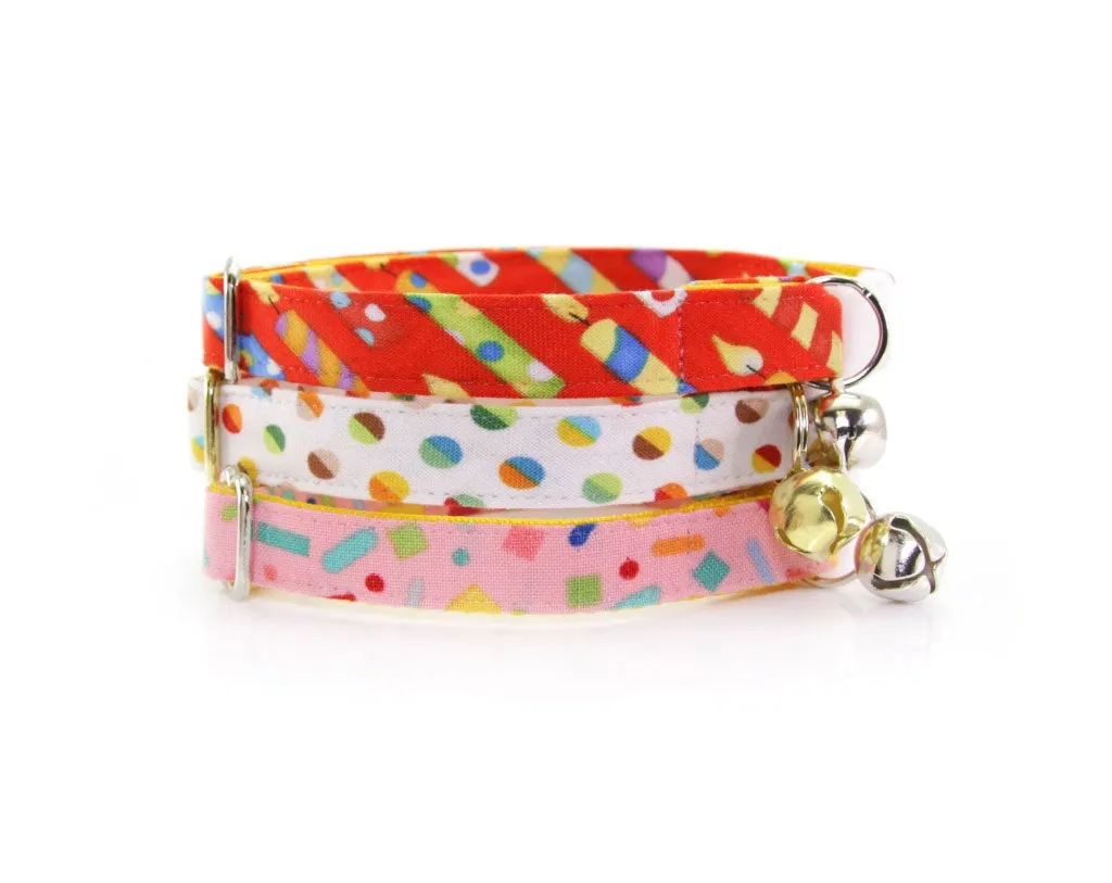 Cat Bow Tie - "Birthday Candles" - Red Party Bowtie / For Cats   Small Dogs / Removable (One Size)