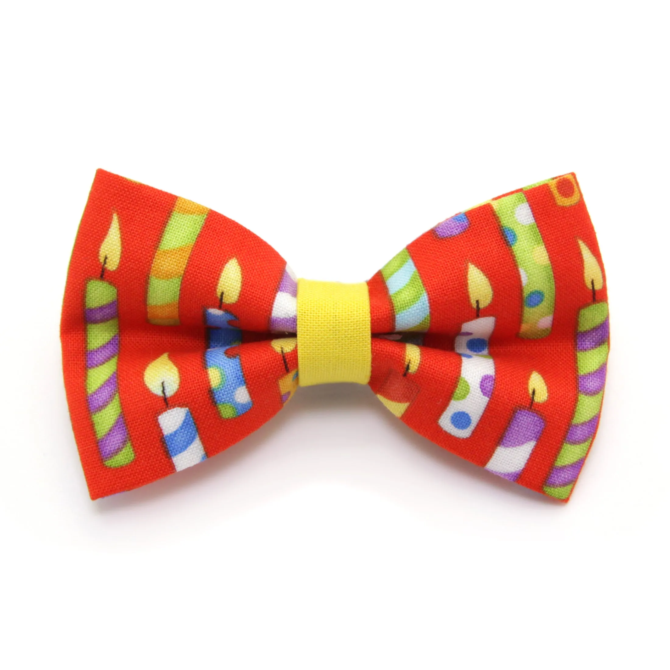 Cat Bow Tie - "Birthday Candles" - Red Party Bowtie / For Cats   Small Dogs / Removable (One Size)