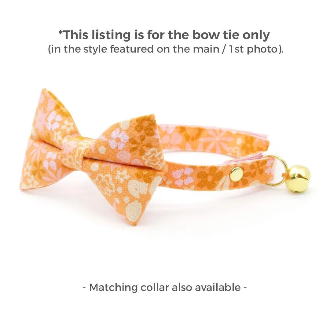 Cat Bow Tie - "Peachy Keen" - Pink Orange 60s Retro Floral Bow Tie for Cat / Fall, Spring / Cat   Small Dog Bowtie