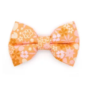 Cat Bow Tie - "Peachy Keen" - Pink Orange 60s Retro Floral Bow Tie for Cat / Fall, Spring / Cat   Small Dog Bowtie