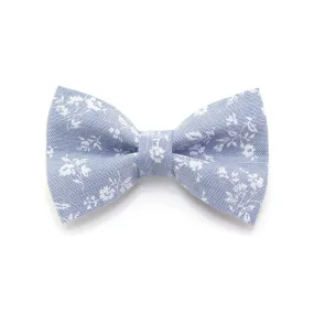 Chambray Cat Bow Tie - "Fairfield" - Light Blue Floral Cat Collar Bow Tie / Kitten Bow / Small Dog Bowtie / Wedding / Removable (One Size)