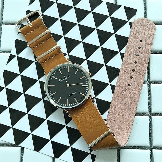 Classic Ultra-thin Large Dial Business Casual Leather Watch Famous Quartz Watch Male Clock Wrist Watch Relogio Masculino