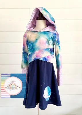 Cool Tone Star Galaxy Criss Cross Crop Top and Dress Set