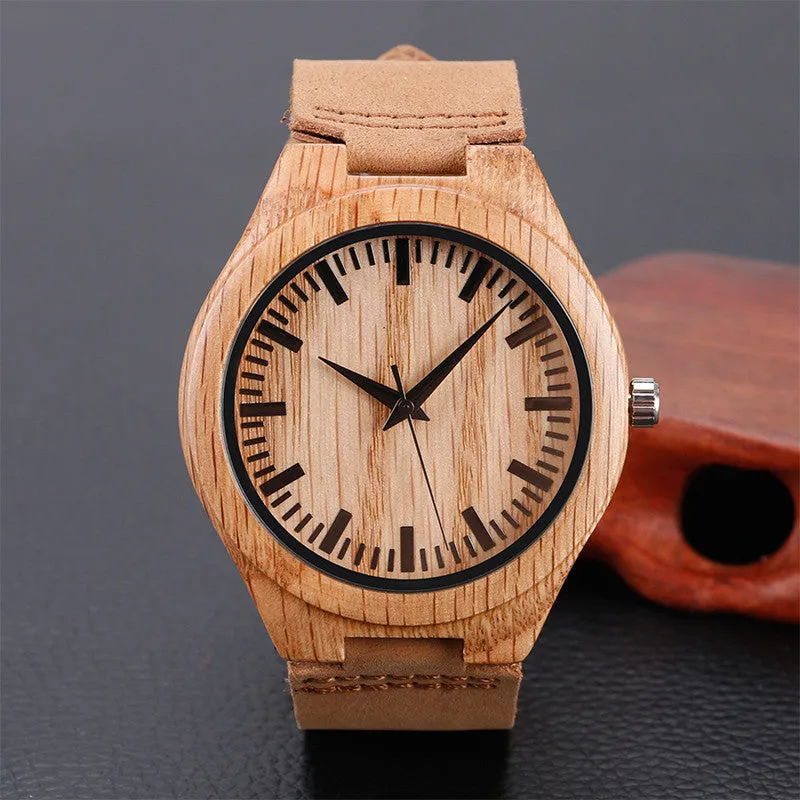 Crative Simple Wood Watches Men's Minimalist Deisgn Wrist Watch Original Wooden Bamboo Watch Men Sports Clock Reloj de madera