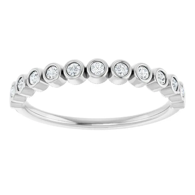 Cubic Zirconia Anniversary Ring Band, Style 122-968 (0.22 TCW Round Bezel Stackable)