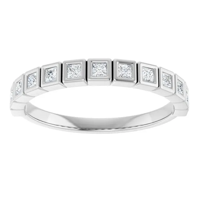 Cubic Zirconia Anniversary Ring Band, Style 122-968 (0.30 TCW Princess Bezel Stackable)