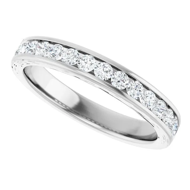 Cubic Zirconia Anniversary Ring Band, Style 122-981 (0.48 TCW Round Channel Stackable)