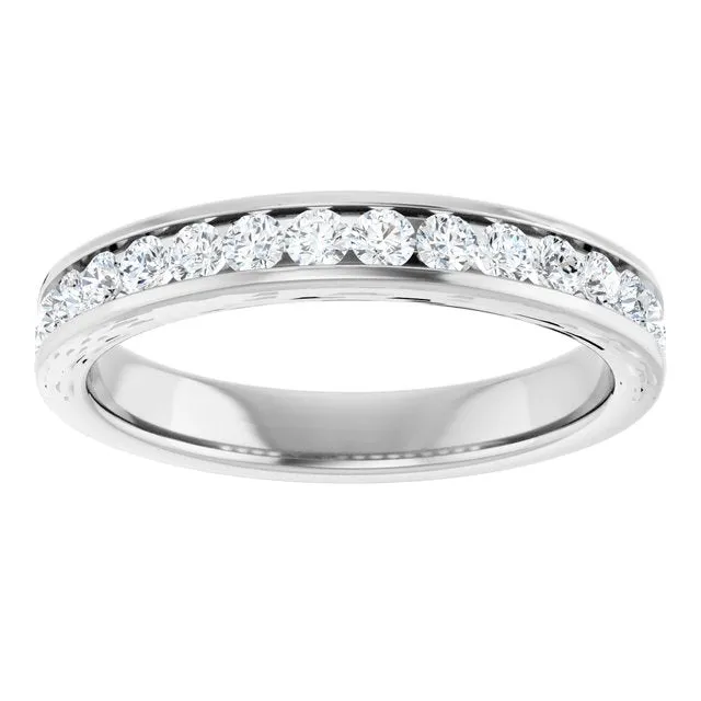 Cubic Zirconia Anniversary Ring Band, Style 122-981 (0.48 TCW Round Channel Stackable)
