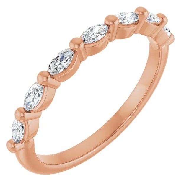 Cubic Zirconia Anniversary Ring Band, Style 123-602 (0.35 TCW Horizontal Marquise Shared Prong)