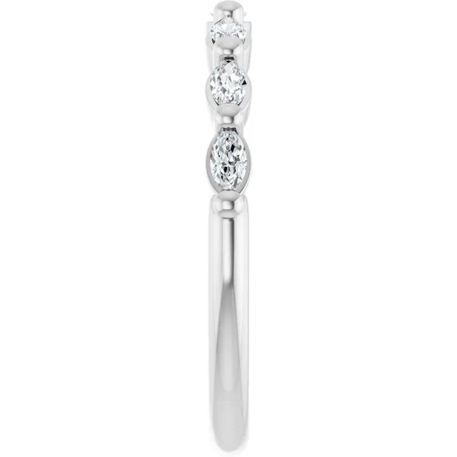 Cubic Zirconia Anniversary Ring Band, Style 123-602 (0.35 TCW Horizontal Marquise Shared Prong)