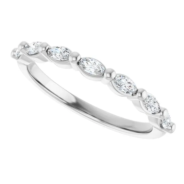 Cubic Zirconia Anniversary Ring Band, Style 123-602 (0.35 TCW Horizontal Marquise Shared Prong)