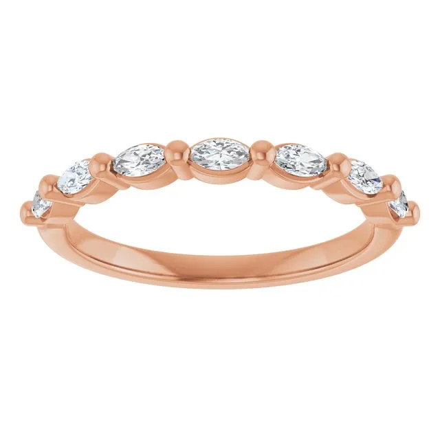 Cubic Zirconia Anniversary Ring Band, Style 123-602 (0.35 TCW Horizontal Marquise Shared Prong)