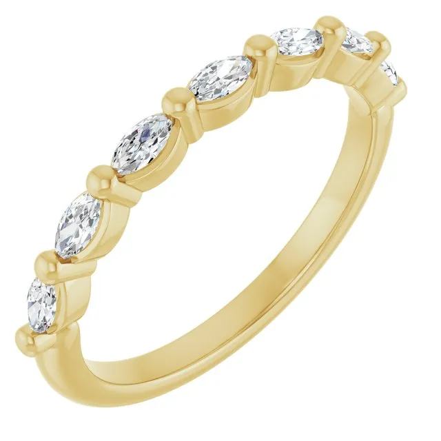 Cubic Zirconia Anniversary Ring Band, Style 123-602 (0.35 TCW Horizontal Marquise Shared Prong)