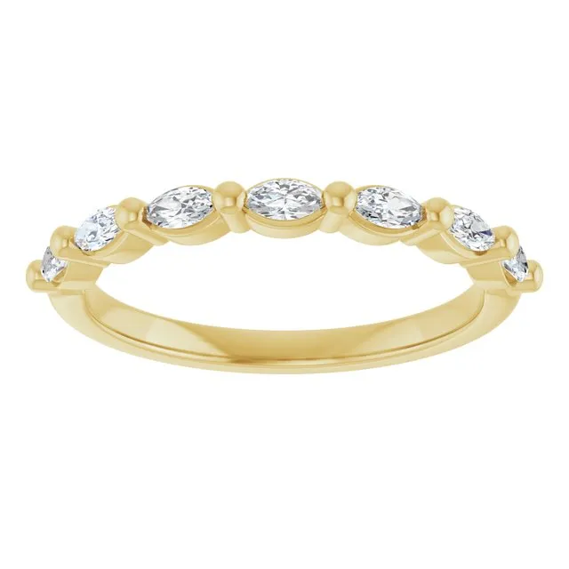 Cubic Zirconia Anniversary Ring Band, Style 123-602 (0.35 TCW Horizontal Marquise Shared Prong)