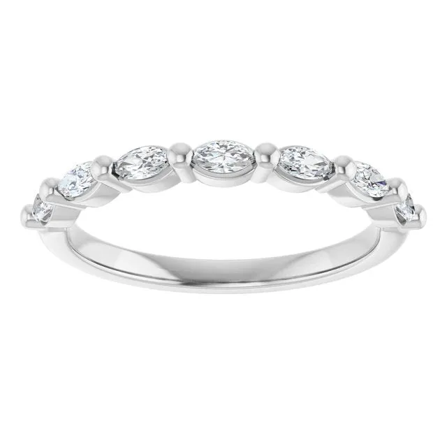 Cubic Zirconia Anniversary Ring Band, Style 123-602 (0.35 TCW Horizontal Marquise Shared Prong)