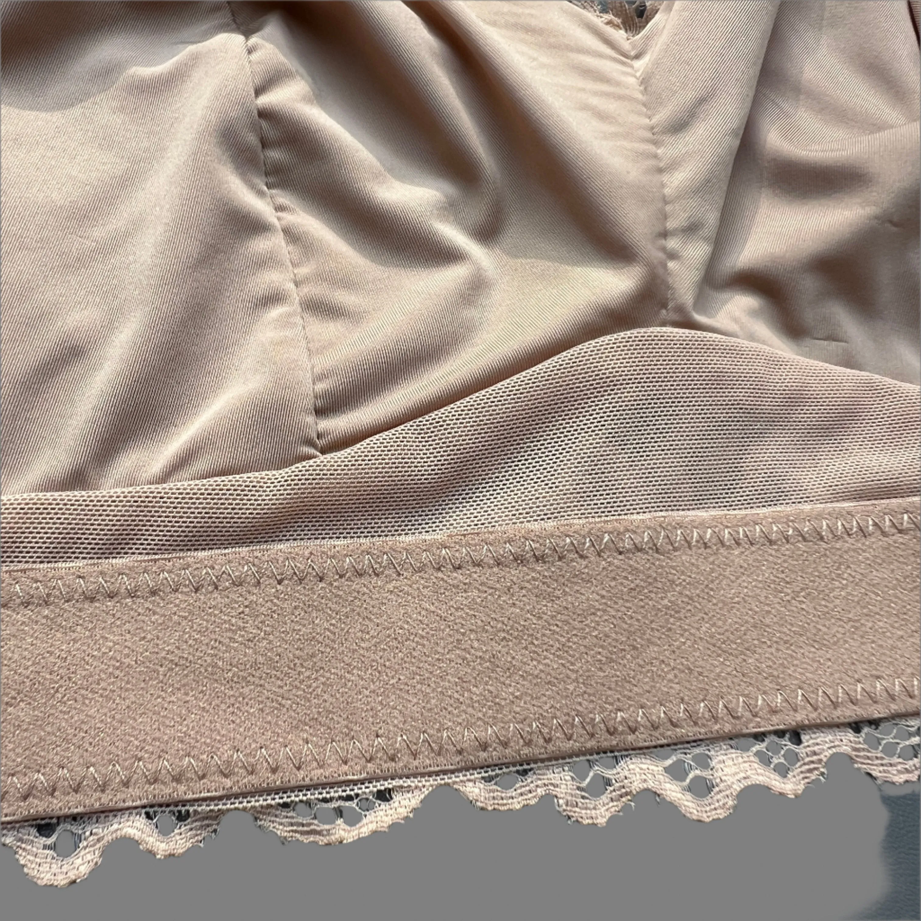 Curvy Double Layered All over Lace Bralette-BEIGE