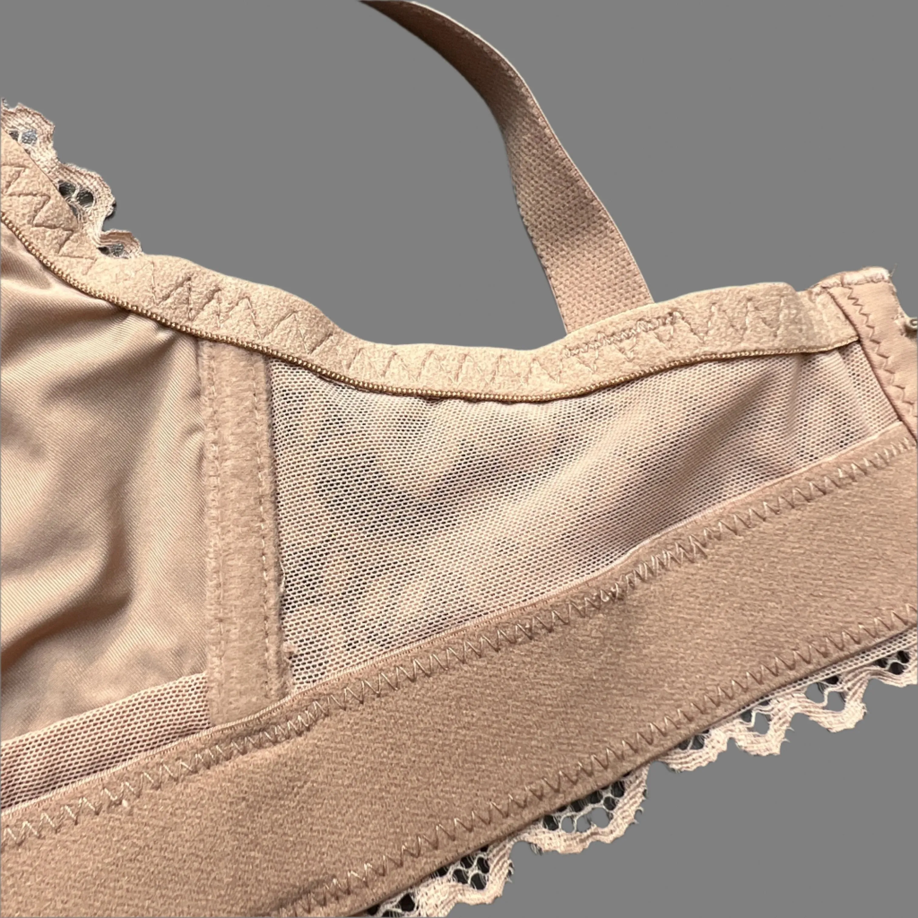 Curvy Double Layered All over Lace Bralette-BEIGE