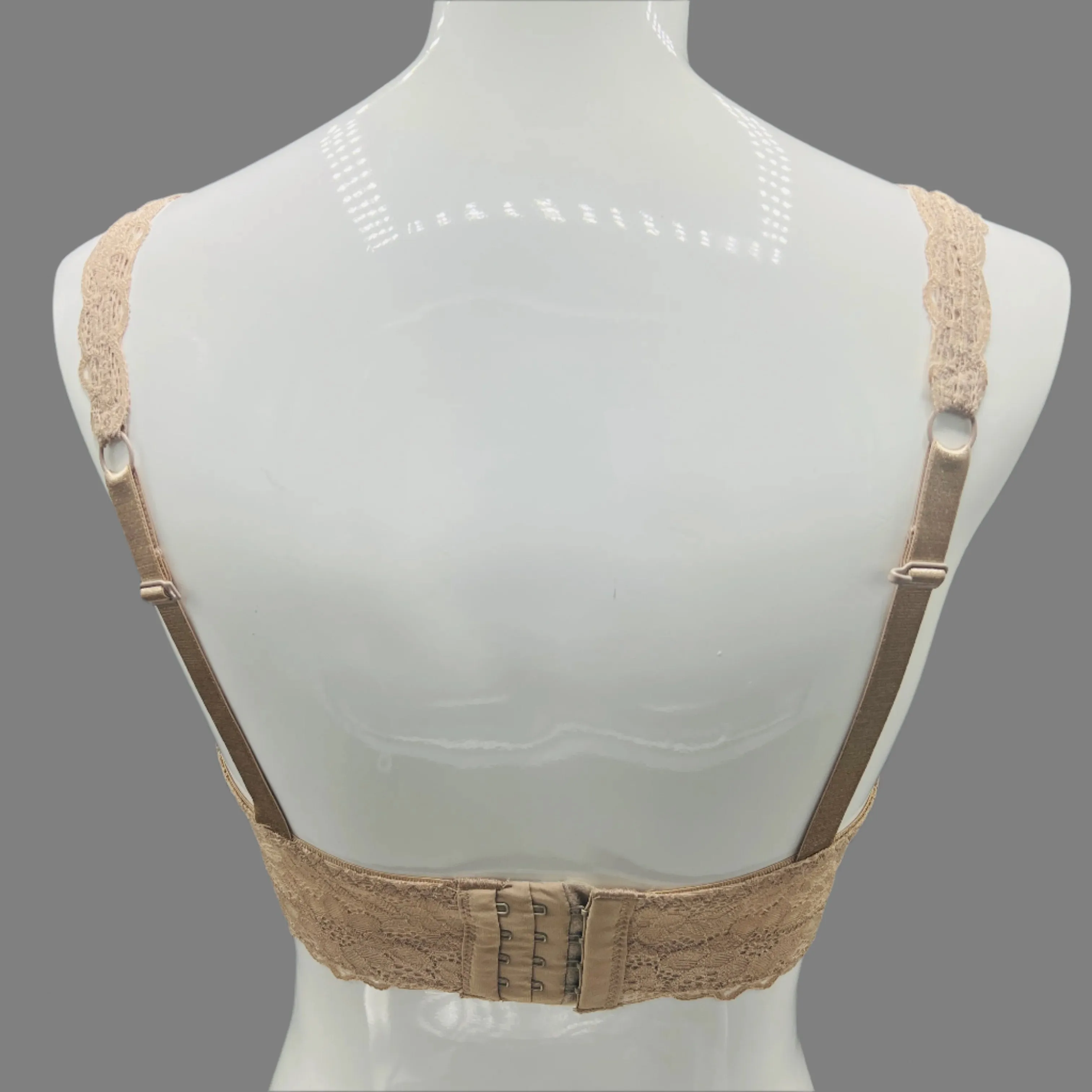 Curvy Double Layered All over Lace Bralette-BEIGE