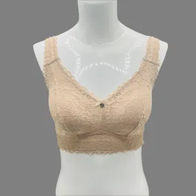 Curvy Double Layered All over Lace Bralette-BEIGE