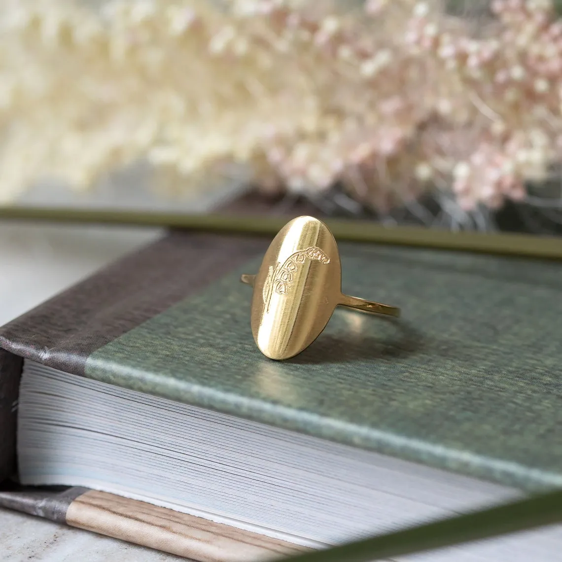 Custom Engraved Birth Flower Ring
