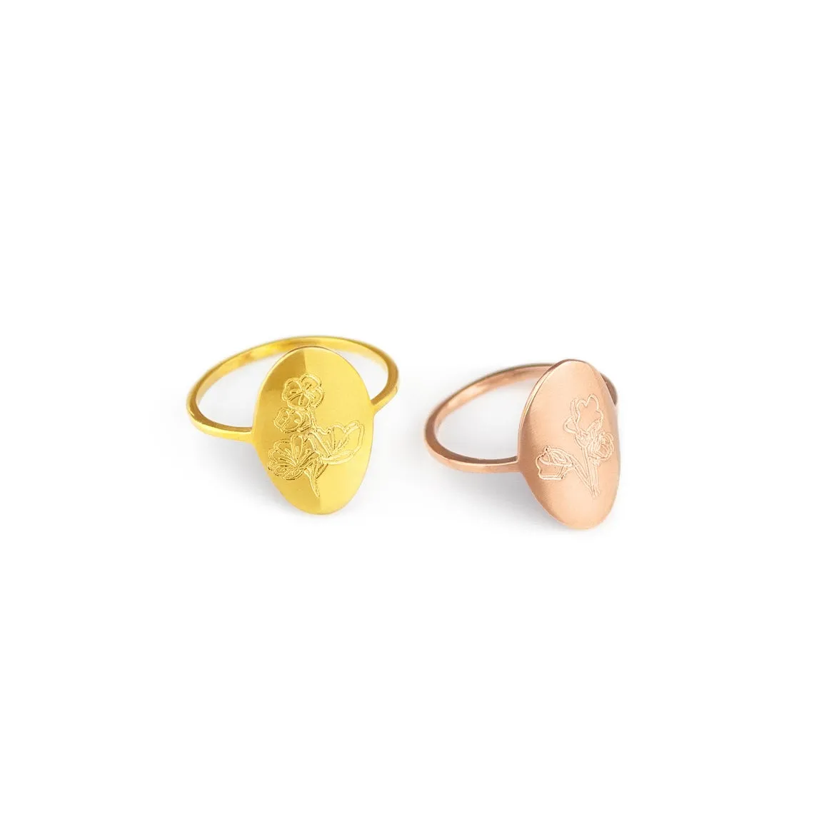 Custom Engraved Birth Flower Ring