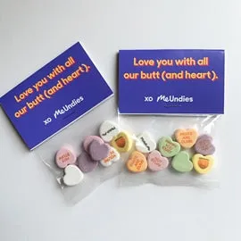 Customized Candy Hearts Personalized Bags - 8 Candies Per Bag (100 Bag Minimum)