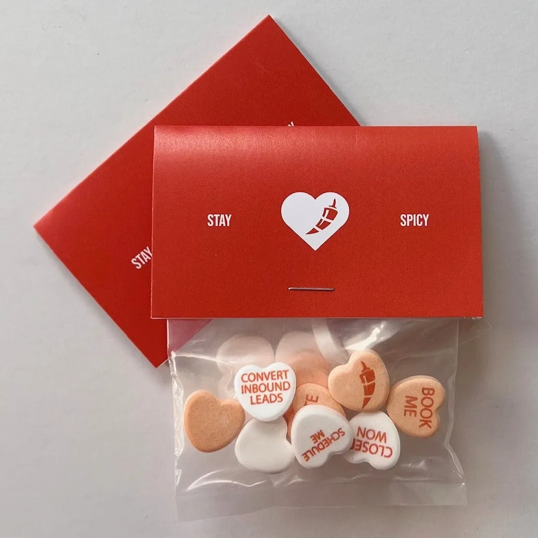 Customized Candy Hearts Personalized Bags - 8 Candies Per Bag (100 Bag Minimum)