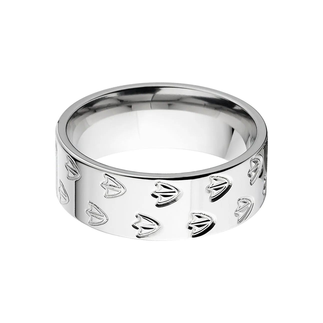 Duck Track Rings, Men's Titanium Ring, Animal Tracks Jewelry