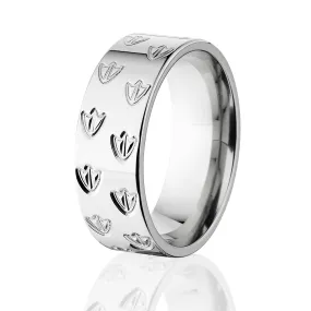 Duck Track Rings, Men's Titanium Ring, Animal Tracks Jewelry