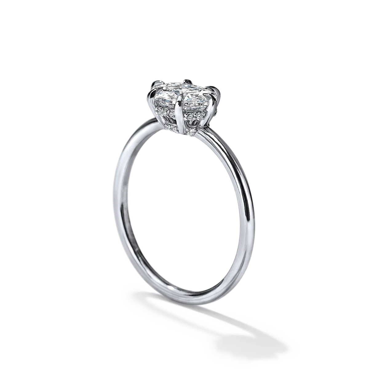 East-West Hidden Halo Engagement Ring