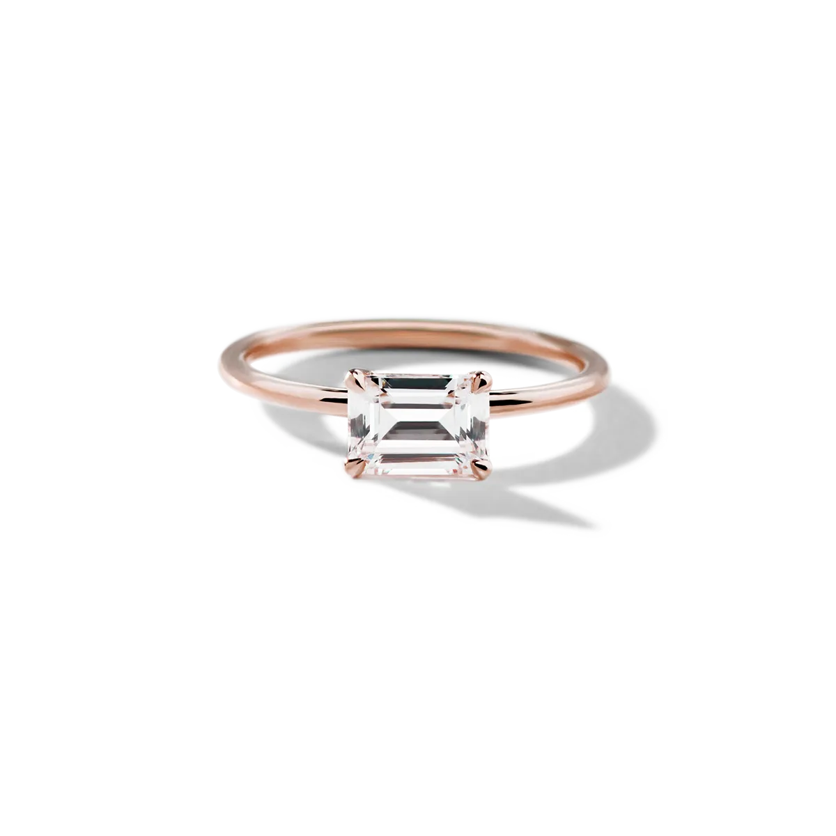 East-West Hidden Halo Engagement Ring