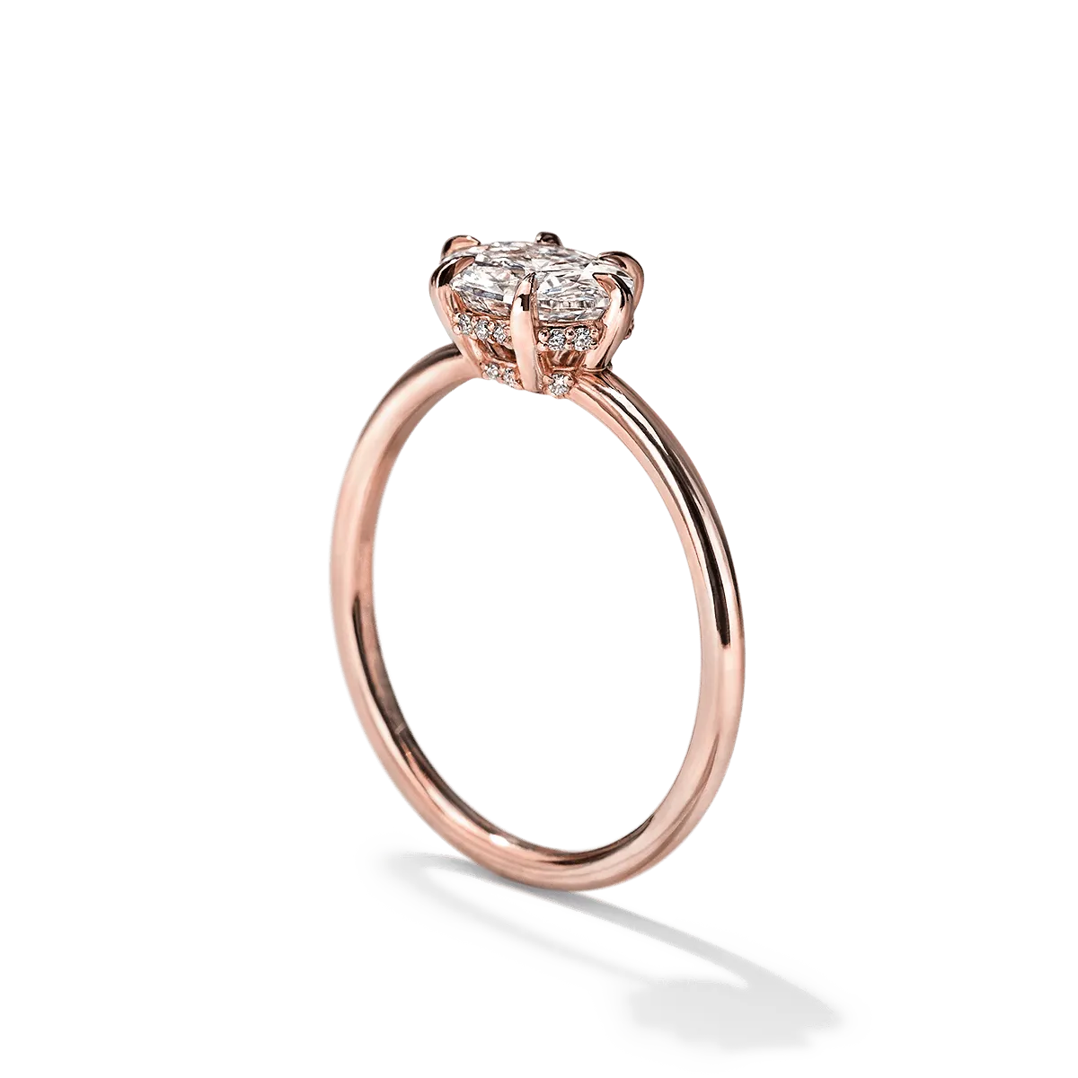 East-West Hidden Halo Engagement Ring
