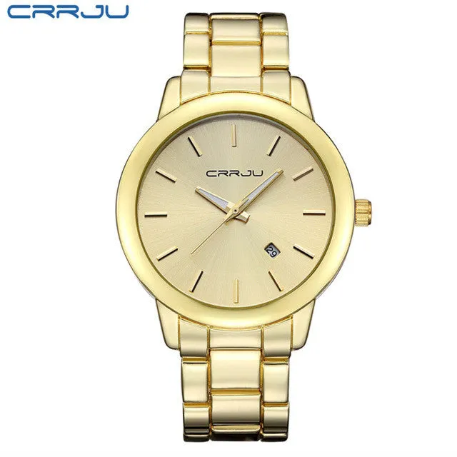 Fashion Black Full Steel Men Casual Quartz Watch Men Clock Male Military Wristwatch Gift Relojes Hombre CRRJU Brand Women watch