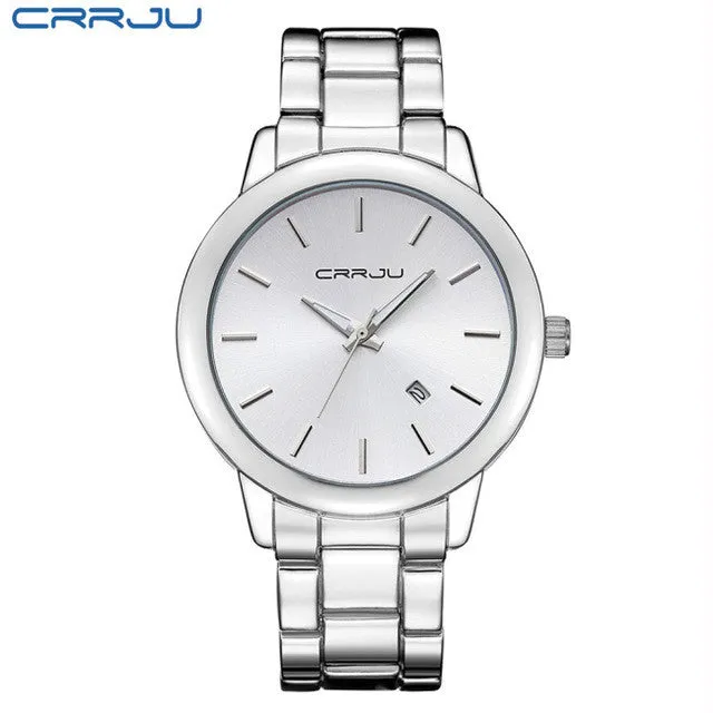 Fashion Black Full Steel Men Casual Quartz Watch Men Clock Male Military Wristwatch Gift Relojes Hombre CRRJU Brand Women watch