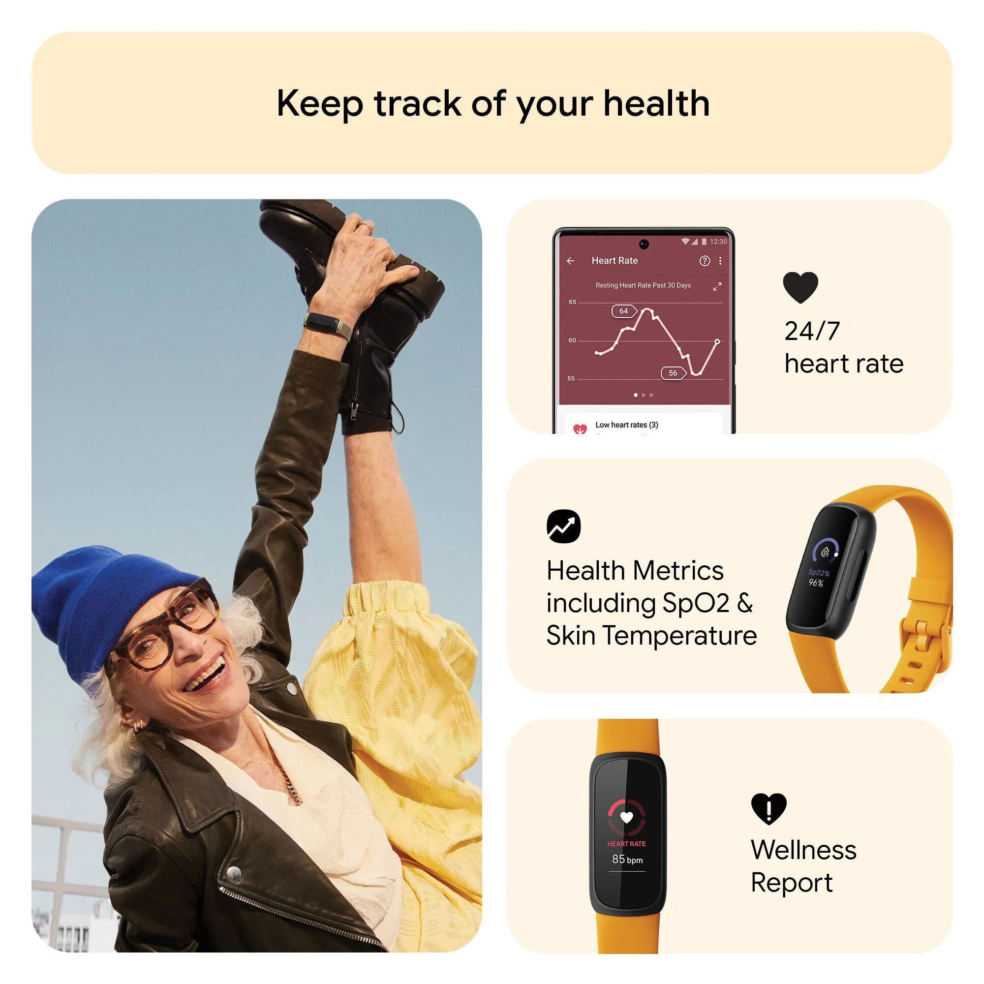 Fitbit Inspire 3 Fitness Tracker - Black/Morning Glow