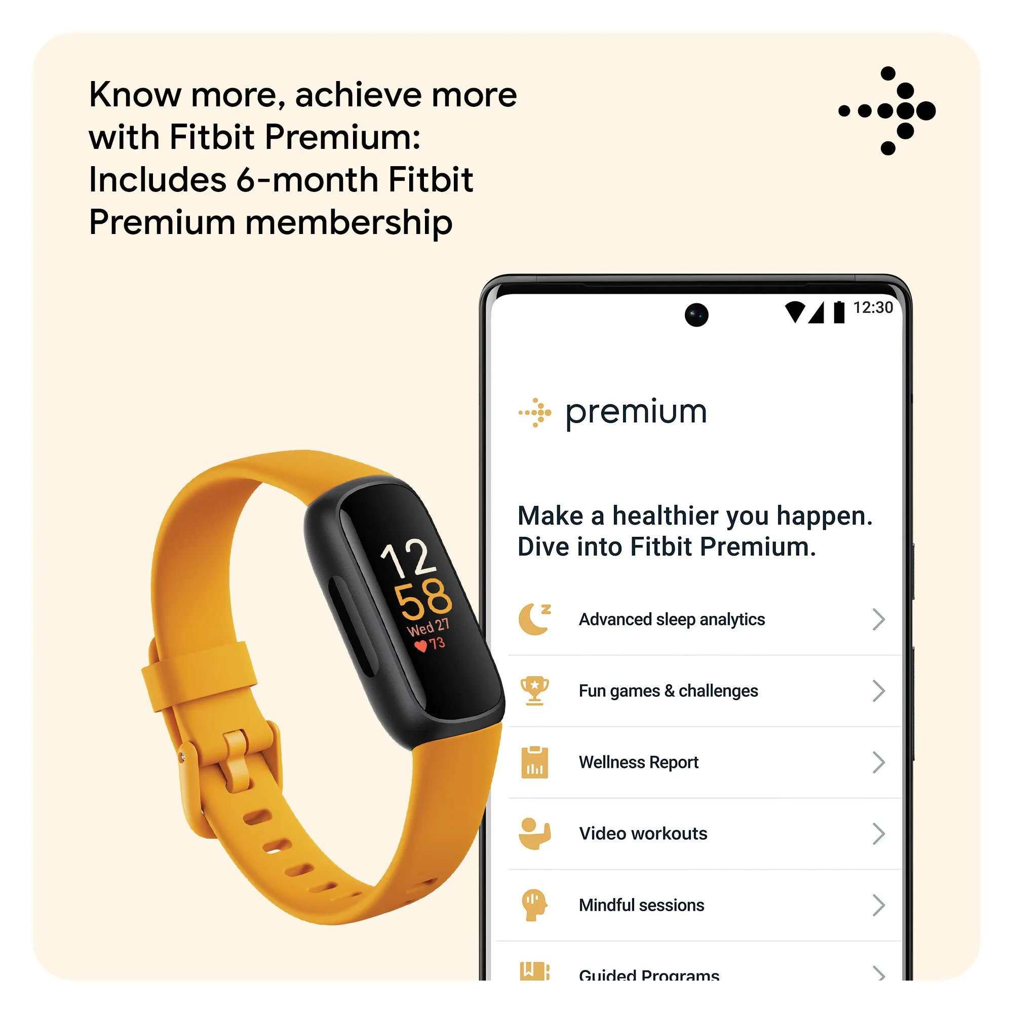 Fitbit Inspire 3 Fitness Tracker - Black/Morning Glow
