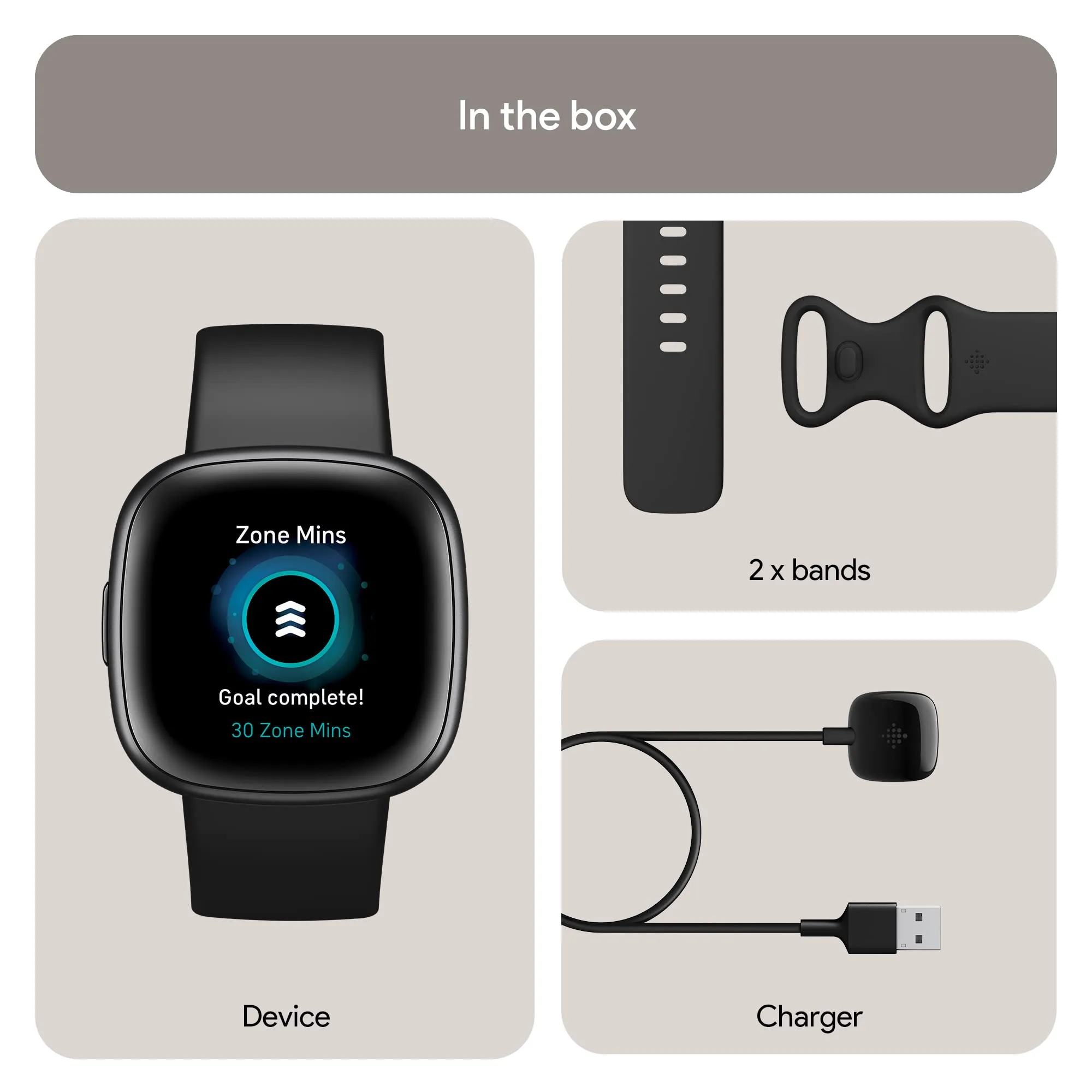 Fitbit Versa 4 Fitness Smartwatch with Daily Readiness, GPS, 24/7 Heart Rate, 40  Exercise Modes, Sleep Tracking and more, Black/Graphite, One Size (S & L Bands Included)