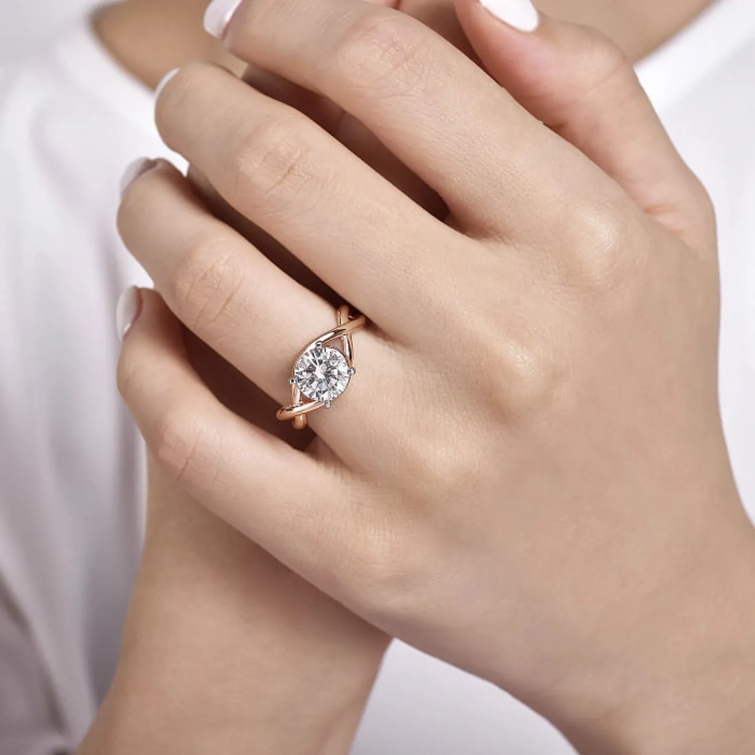 Gabriel & Co. "Celine" Bypass Twist Diamond Engagement Ring