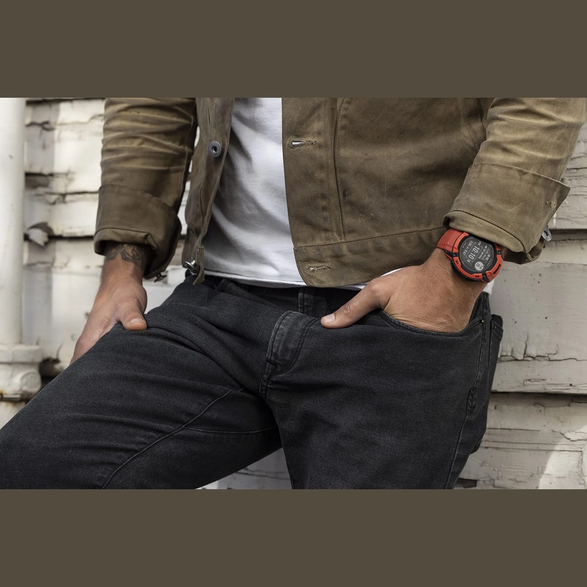 Garmin Instinct 2X Solar, Rugged GPS Smartwatch, (Flame Red)