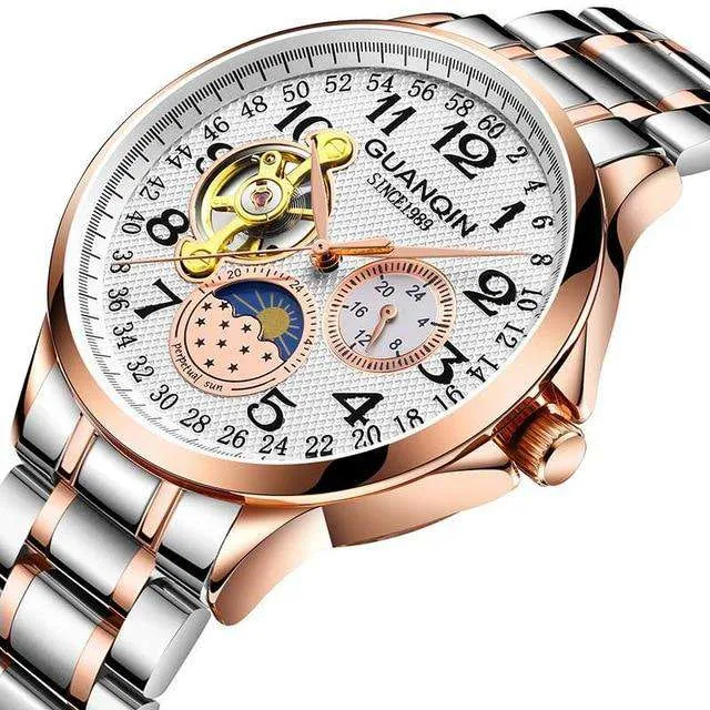 GUANQIN 2019 men's watches top brand luxury business Automatic clock Tourbillon waterproof Mechanical watch relogio masculino
