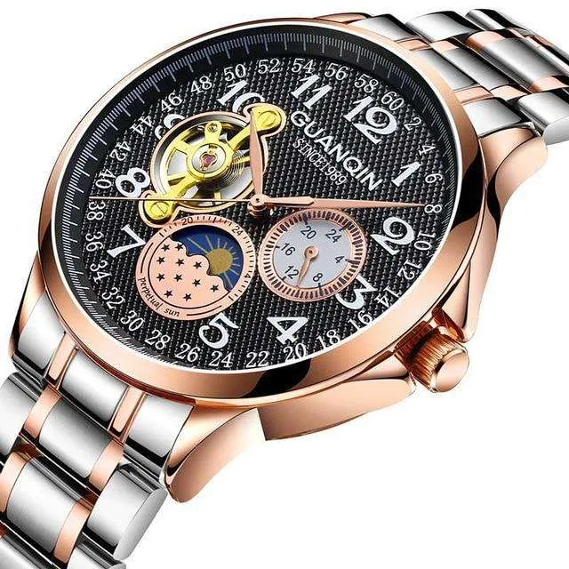 GUANQIN 2019 men's watches top brand luxury business Automatic clock Tourbillon waterproof Mechanical watch relogio masculino