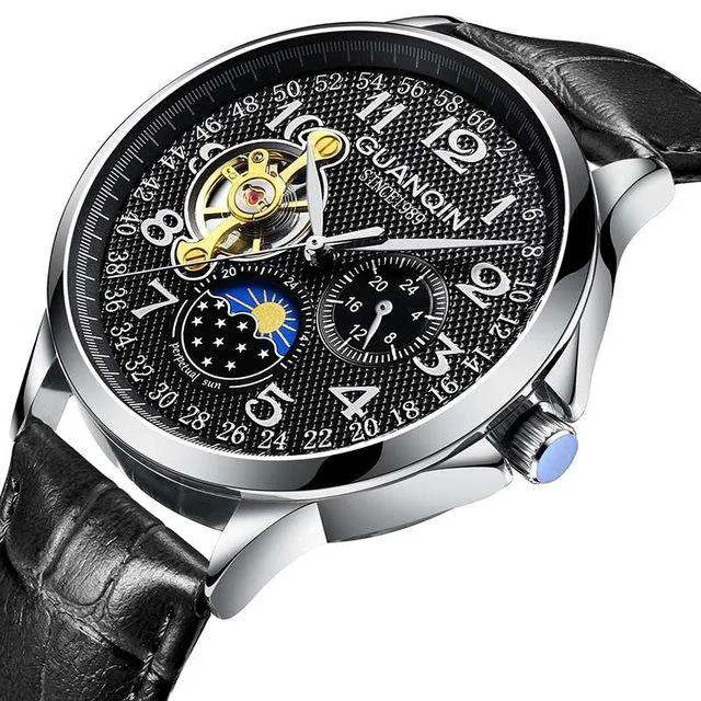 GUANQIN 2019 men's watches top brand luxury business Automatic clock Tourbillon waterproof Mechanical watch relogio masculino